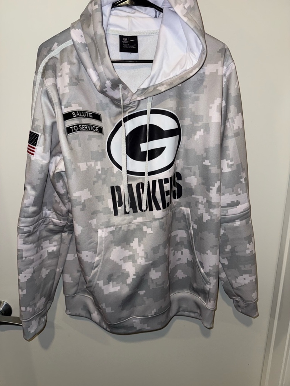 Nike Gray White Camo Green Bay Packers Hoodie